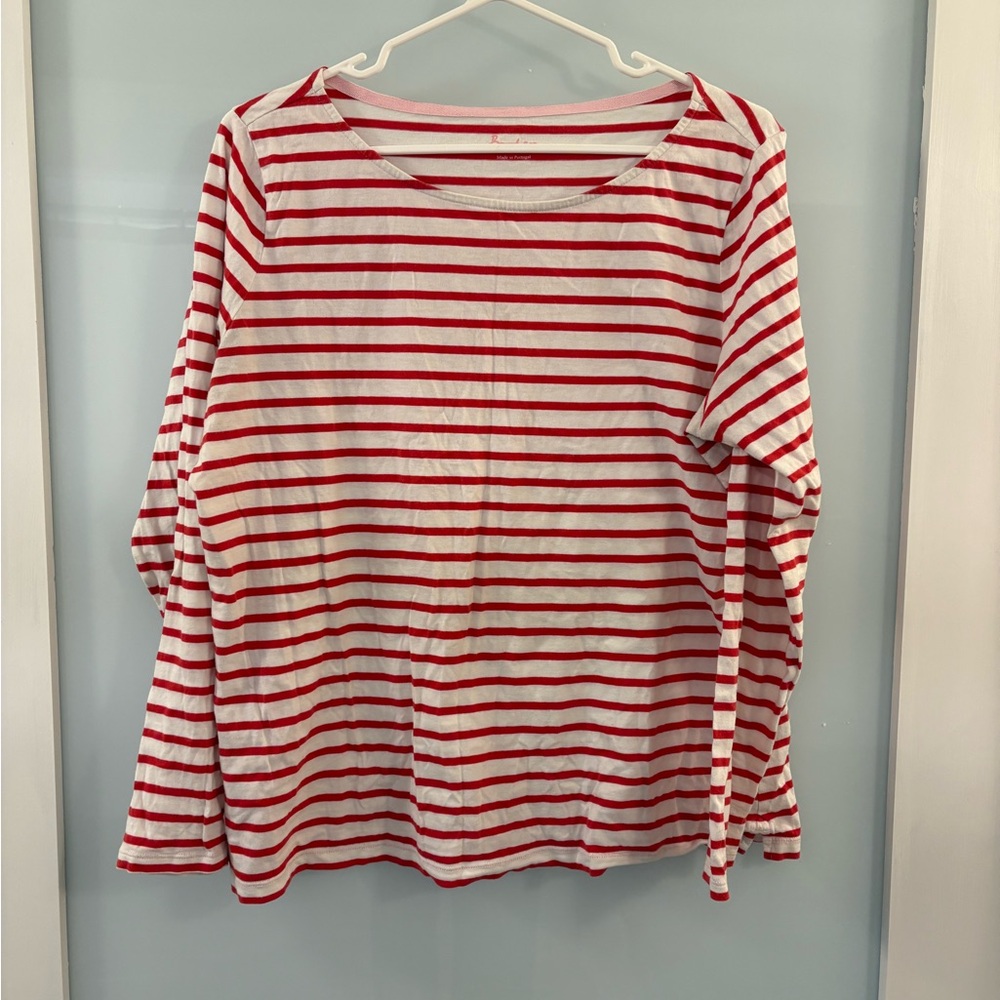 Boden Red and White Striped Top